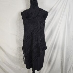 Vintage SLNY Size 8 Crochet Lace Blouson Stretch Knit Sheath Dress‎